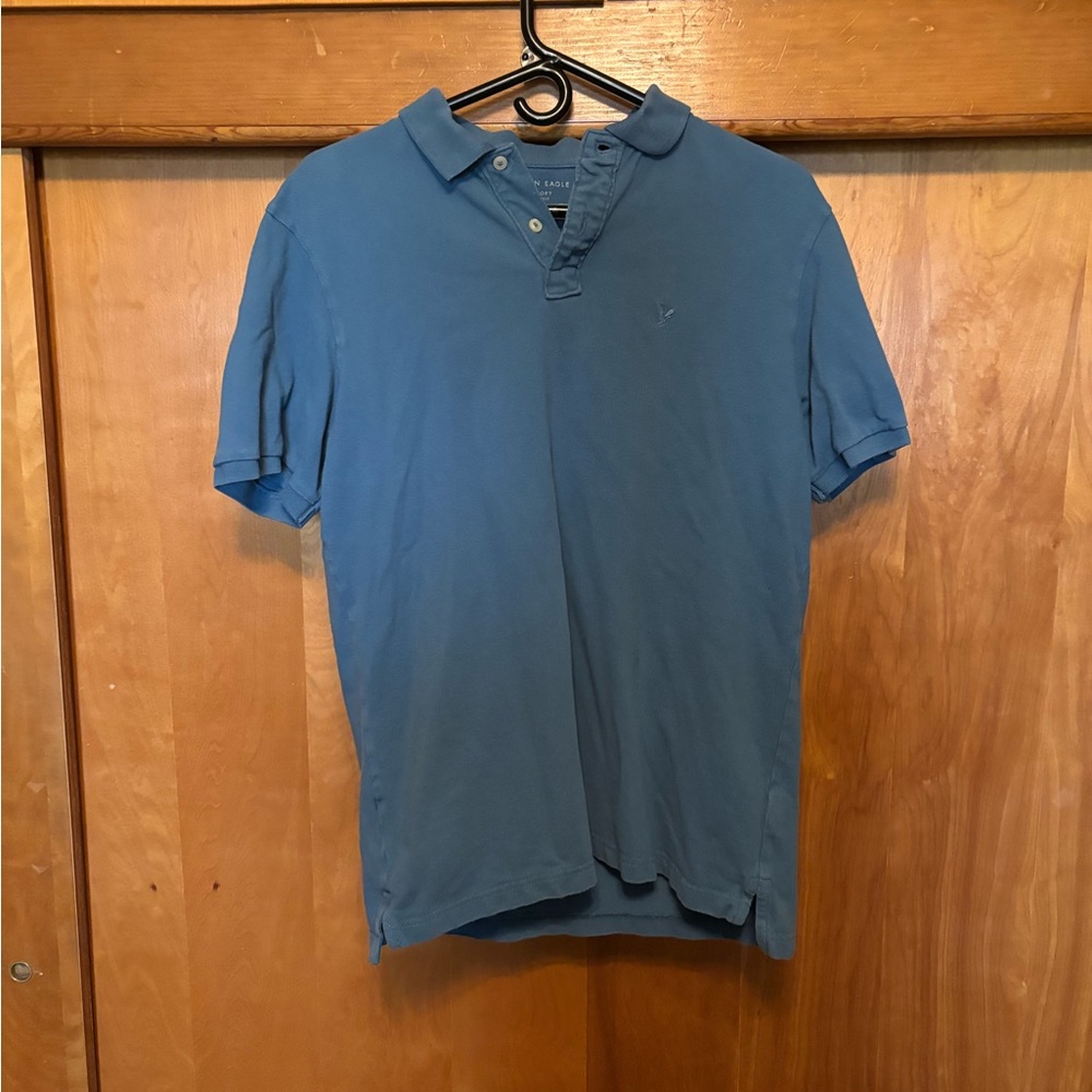 American Eagle Outfitters Blue Polo Shirt Classic Knit